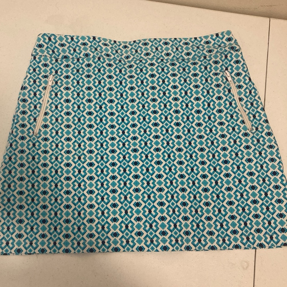 Ruby Rd. Blue and White Mini Skirt Casual Resort Wear